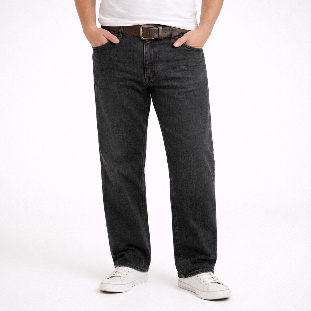 Lee Jeans Black Denim Regular Fit 40x32 Men's Cotton Straight Leg Jeans